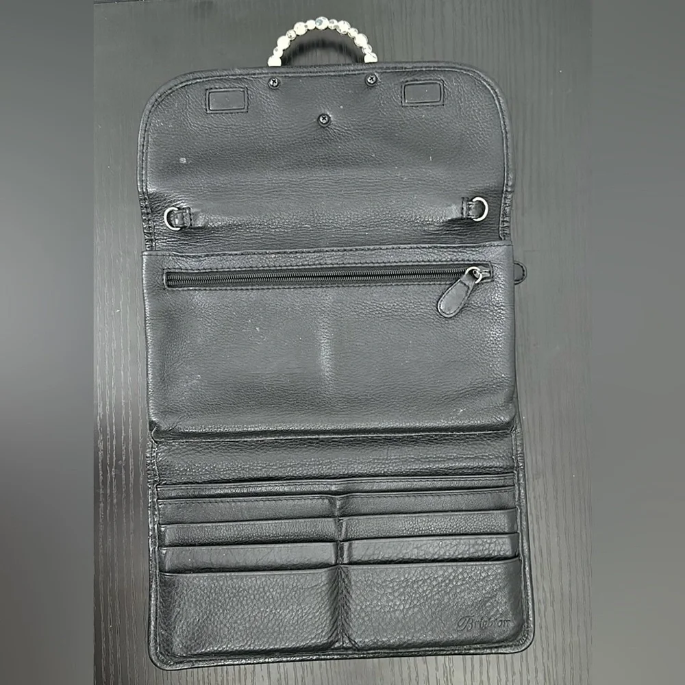Brighton Black Leather Trifold Wallet Clutch Purse Minibag